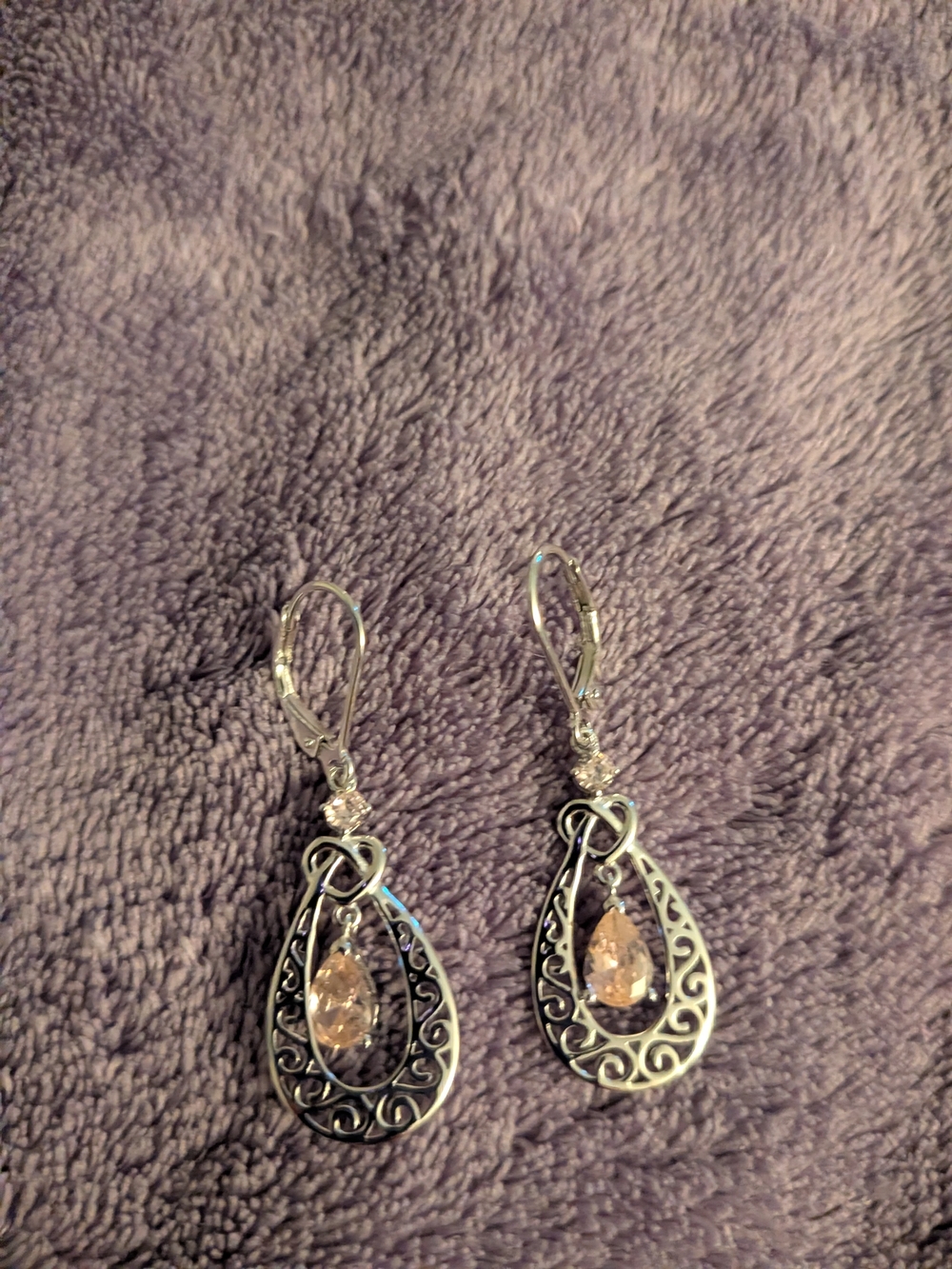 Sterling Silver 925 Pink Dangle Earrings